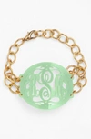 Moon And Lola 'annabel' Large Oval Personalized Monogram Bracelet (nordstrom Exclusive) In Mint/ Gold