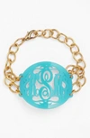 Moon And Lola 'annabel' Large Oval Personalized Monogram Bracelet (nordstrom Exclusive) In Robins Egg/ Gold