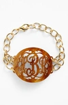 Moon And Lola 'annabel' Large Oval Personalized Monogram Bracelet (nordstrom Exclusive) In Tigers Eye/ Gold