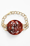 Moon And Lola 'annabel' Large Oval Personalized Monogram Bracelet (nordstrom Exclusive) In Tortoise/ Gold