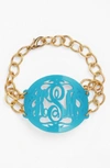 Moon And Lola 'annabel' Large Oval Personalized Monogram Bracelet (nordstrom Exclusive) In Turquoise/ Gold