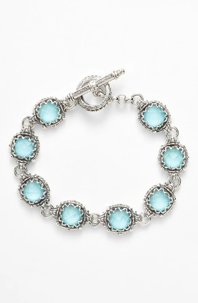Konstantino 'aegean' Station Link Bracelet In Silver/ Turquoise