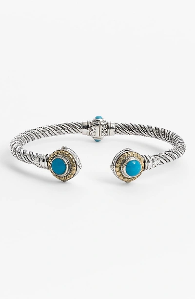 Konstantino 'hermione' Hinged Cuff In Silver/ Turquoise