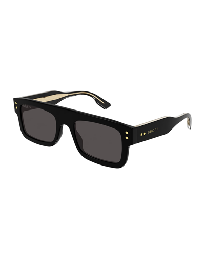 Gucci Logo 53mm Rectangular Sunglasses In Black