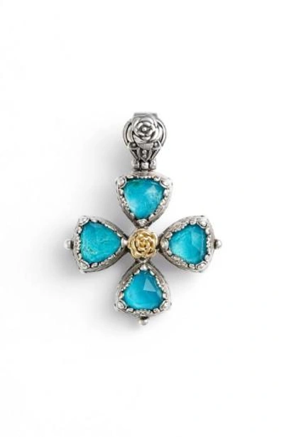 Konstantino 'iliada' Cross Pendant In Blue/ Green