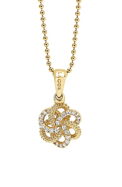Lagos Love Knot Diamond Pendant Necklace In Gold