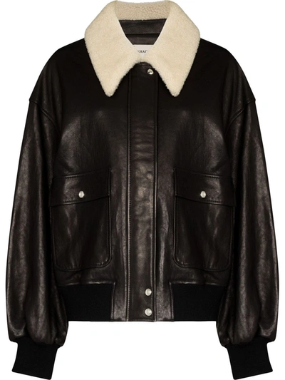Khaite Shellar Shearling-trimmed Leather Jacket In Black