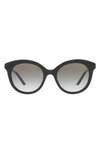 Prada 52mm Round Sunglasses In Black/ Grey Gradient