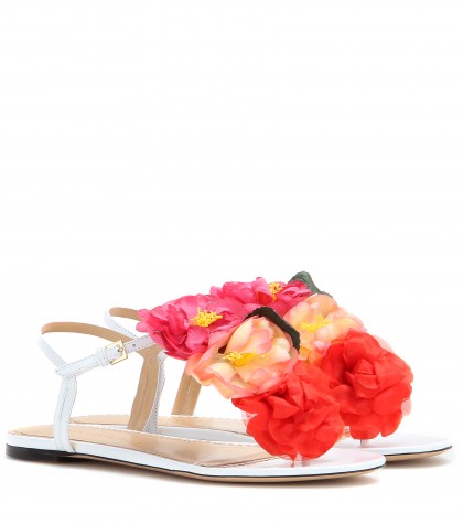 Charlotte Olympia Rosario Embellished Leather Sandals In Llaeca | ModeSens