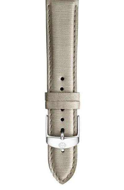 Michele 18mm Leather Watch Strap In Cement