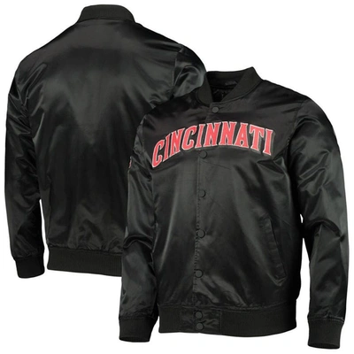Pro Standard Men's  Black Cincinnati Reds Wordmark Satin Full-snap Jacket