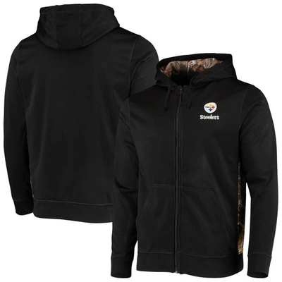 Dunbrooke Men's  Black, Realtree Camo Pittsburgh Steelers Decoy Tech Fleece Full-zip Hoodie In Black,realtree Camo