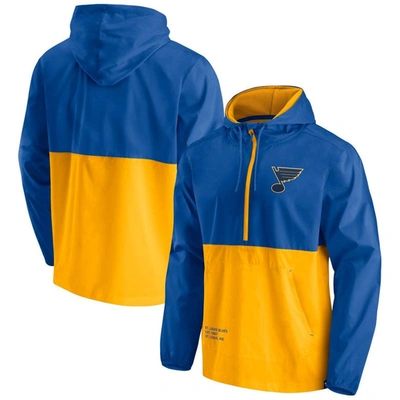 Fanatics Men's  Branded Blue, Gold St. Louis Blues Thrill Seeker Anorak Half-zip Jacket In Blue,gold