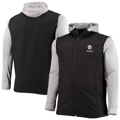 Dunbrooke Men's  Black And Gray Pittsburgh Steelers Big And Tall Alpha Full-zip Hoodie Jacket In Black,gray
