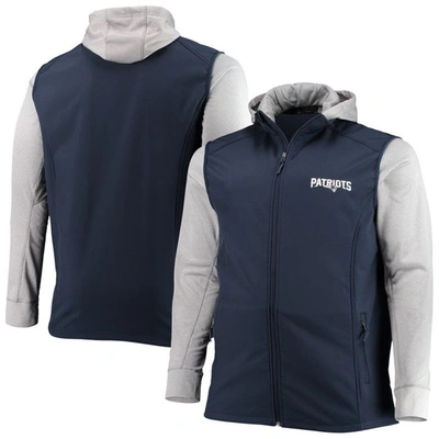 Dunbrooke Men's  Navy And Gray New England Patriots Big And Tall Alpha Full-zip Hoodie Jacket In Navy,gray