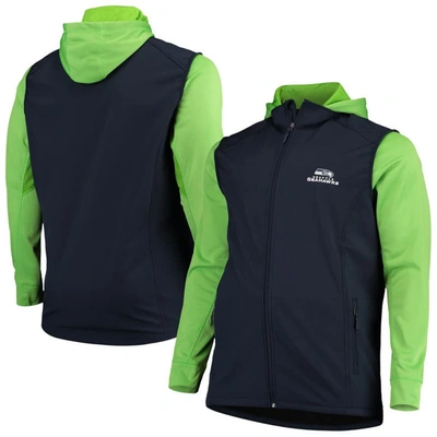 Dunbrooke College Navy/neon Green Seattle Seahawks Big & Tall Alpha Full-zip Hoodie Jacket