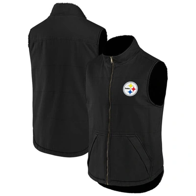 Nfl X Darius Rucker Collection By Fanatics Black Pittsburgh Steelers Sherpa-lined Full-zip Vest