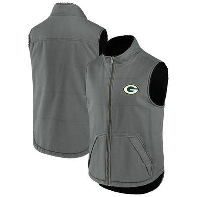 Nfl X Darius Rucker Collection By Fanatics Gray Green Bay Packers Sherpa-lined Full-zip Vest