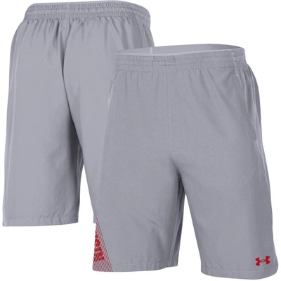 Under Armour Gray Wisconsin Badgers 2021 Sideline Woven Shorts