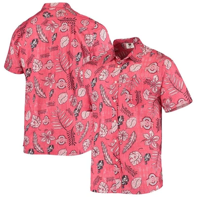 Wes & Willy Scarlet Ohio State Buckeyes Vintage Floral Button-up Shirt