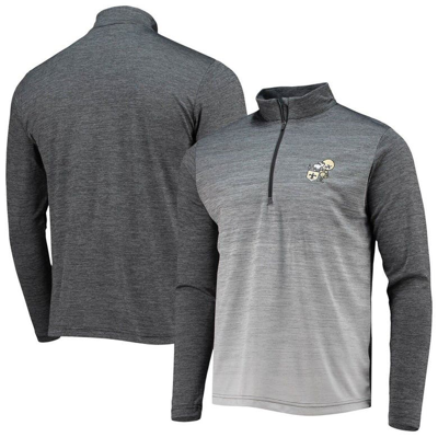 Antigua Black/heathered Gray New Orleans Saints Throwback Cycle Quarter-zip Jacket