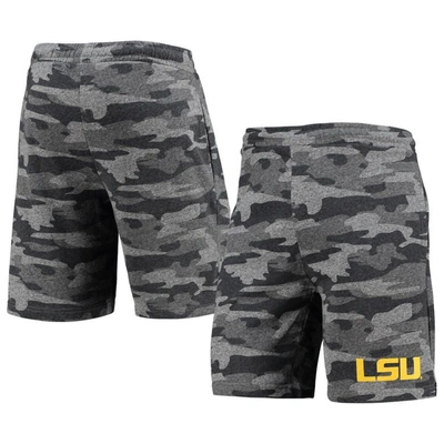 Concepts Sport Men's  Charcoal, Gray Lsu Tigers Camo Backup Terry Jam Lounge Shorts In Charcoal,gray