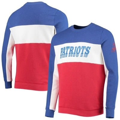 Junk Food Men's  Royal And Red New England Patriots Color Block Pullover Sweatshirt In Royal,red