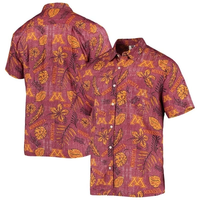 Wes & Willy Maroon Minnesota Golden Gophers Vintage Floral Button-up Shirt
