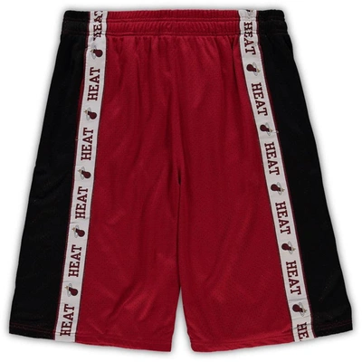 Fanatics Men's  Red And Black Miami Heat Big And Tall Tape Mesh Shorts In Red,black