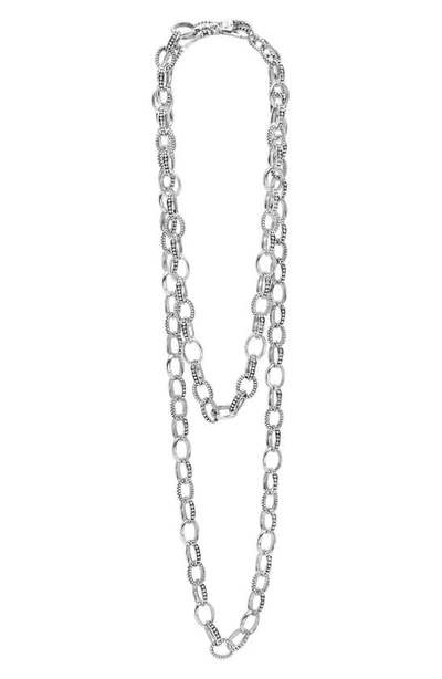 Lagos 'link' Caviar Chain Necklace In Silver