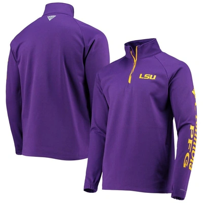 Columbia Purple Lsu Tigers Terminal Tackle Fleece Raglan Omni-shade Quarter-zip Jacket In Lsu Vivid