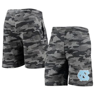 Concepts Sport Men's  Charcoal, Gray North Carolina Tar Heels Camo Backup Terry Jam Lounge Shorts In Charcoal,gray