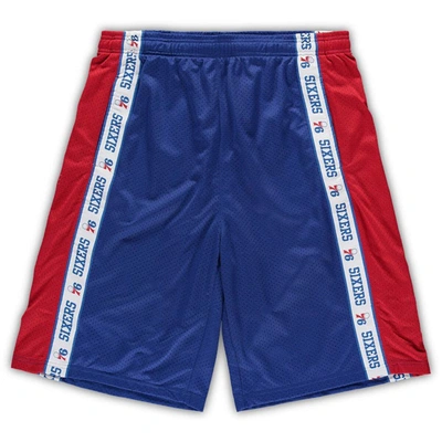 Fanatics Men's  Royal, Red Philadelphia 76ers Big And Tall Tape Mesh Shorts In Royal,red