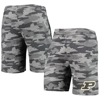 Concepts Sport Men's  Charcoal, Gray Purdue Boilermakers Camo Backup Terry Jam Lounge Shorts In Charcoal,gray
