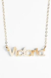 Moon And Lola 'zebra Block Font' Personalized Nameplate Pendant Necklace In Blonde Tortoise/ Gold