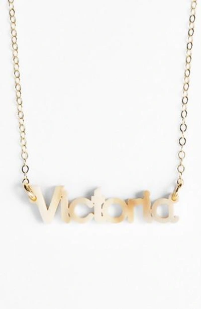Moon And Lola 'zebra Block Font' Personalized Nameplate Pendant Necklace In Blonde Tortoise/ Gold