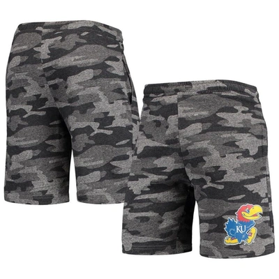 Concepts Sport Men's  Charcoal, Gray Kansas Jayhawks Camo Backup Terry Jam Lounge Shorts In Charcoal,gray