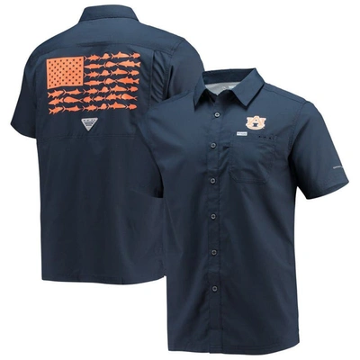 Columbia Pfg Navy Auburn Tigers Slack Tide Camp Button-up Shirt