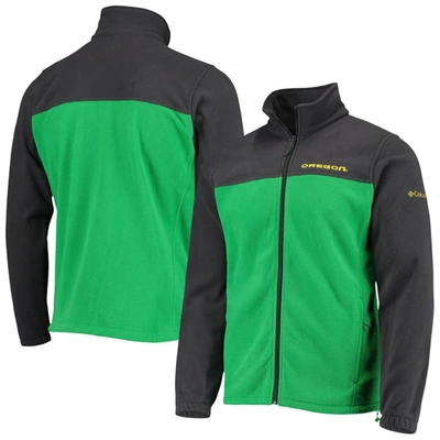 Columbia Men's  Charcoal, Green Oregon Ducks Team Flanker Iii Fleece Team Full-zip Jacket In Charcoal,green