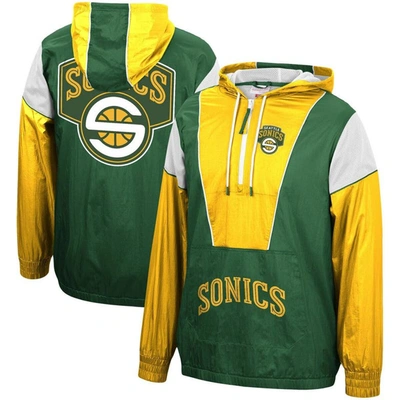 Mitchell & Ness Green/gold Seattle Supersonics Hardwood Classics Highlight Reel Windbreaker Hoodie H In Green,gold