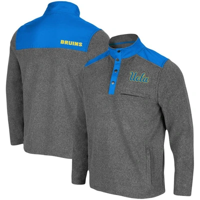 Colosseum Men's  Heathered Charcoal, Blue Ucla Bruins Huff Snap Pullover In Heathered Charcoal,blue