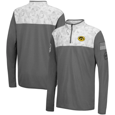 Colosseum Kids' Big Boys  Charcoal, White Iowa Hawkeyes Oht Military-inspired Appreciation Badge Ii Quarter In Charcoal,white