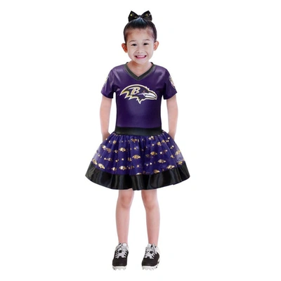 Jerry Leigh Kids' Girls Youth Purple Baltimore Ravens Tutu Tailgate Game Day V-neck Costume