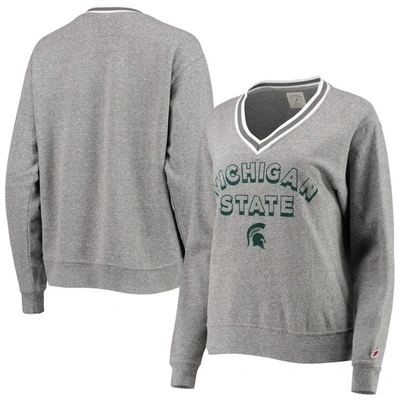 League Collegiate Wear Heathered Gray Michigan State Spartans Victory Springs Tri-blend V-neck Pullo In Heather Gray