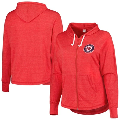 Soft As A Grape Red Washington Nationals Plus Size Full-zip Hoodie