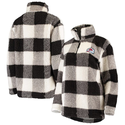 G-iii 4her By Carl Banks Women's  Black, White Pittsburgh Penguins Plaid Sherpa Quarter-zip Jacket In Black,white