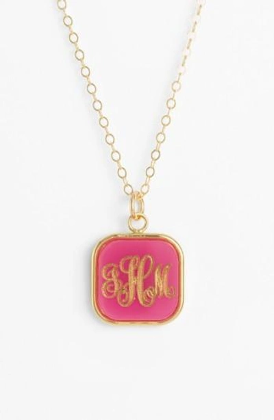 Moon And Lola 'vineyard' Personalized Monogram Pendant Necklace In Hot Pink