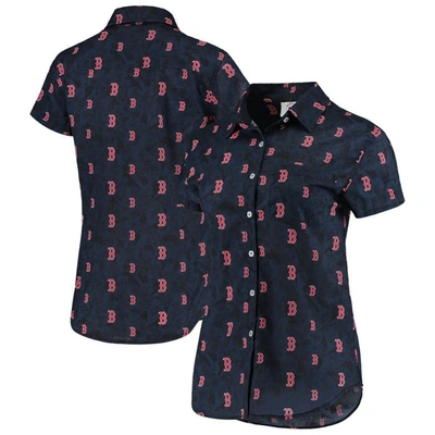 Foco Navy Boston Red Sox Floral Button Up Shirt