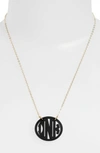 Moon And Lola Small Personalized Monogram Pendant Necklace (nordstrom Exclusive) In Ebony/ Gold