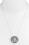 Moon And Lola Small Personalized Monogram Pendant Necklace (nordstrom Exclusive) In Gunmetal/ Gold